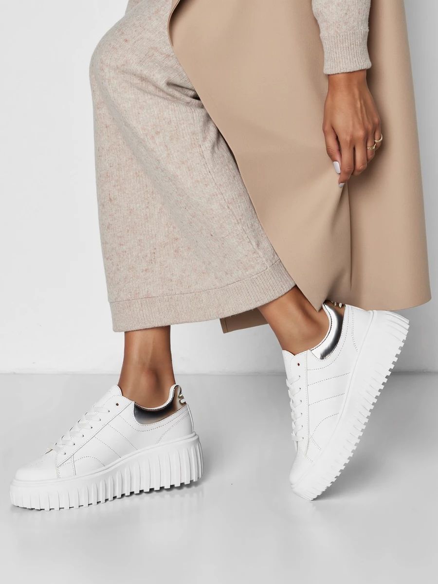 Tenisky na vysoké platformě ROWEN bílá/stříbrná