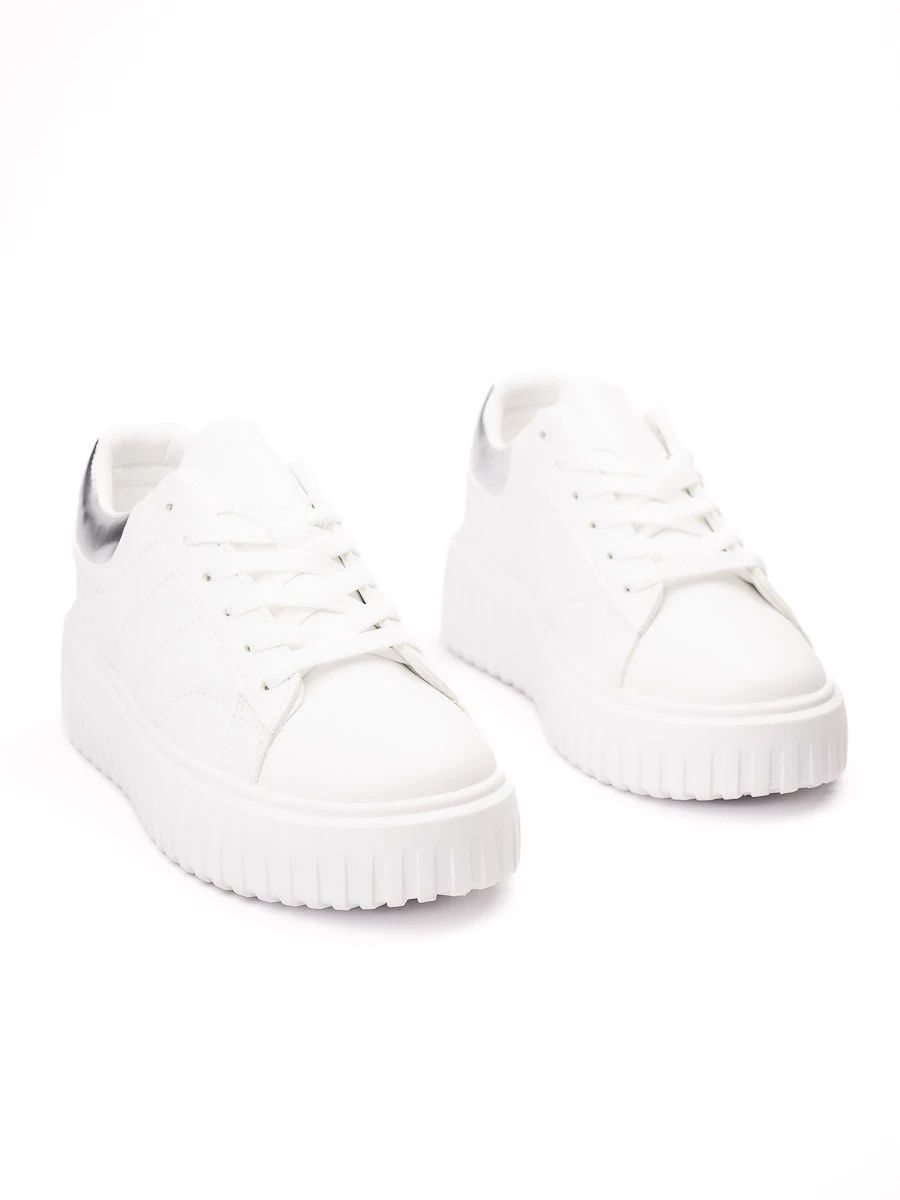 Tenisky na vysoké platformě ROWEN bílá/stříbrná