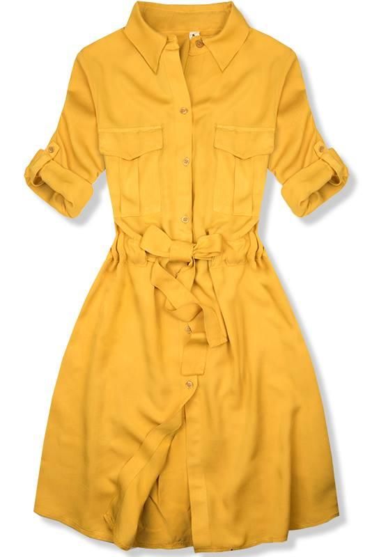 Žluté košilové šaty