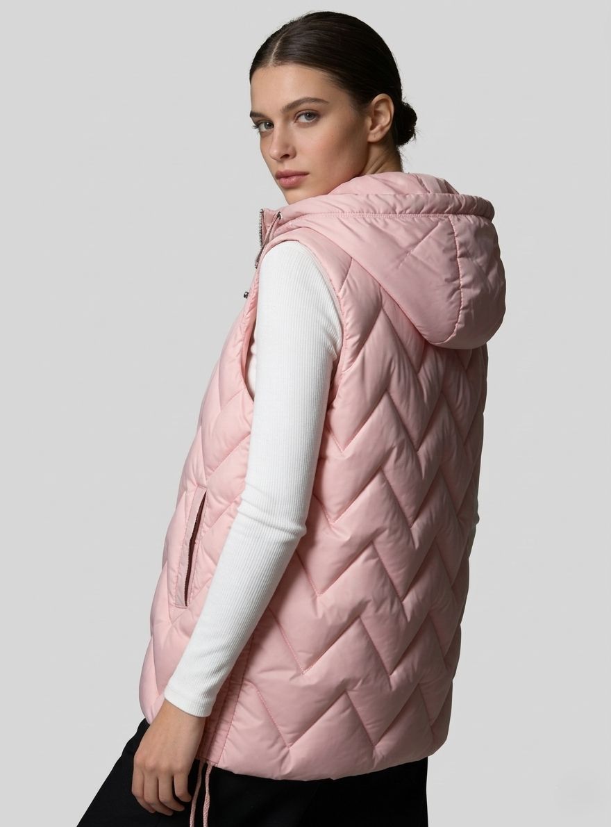 Světle růžová prodloužená vesta