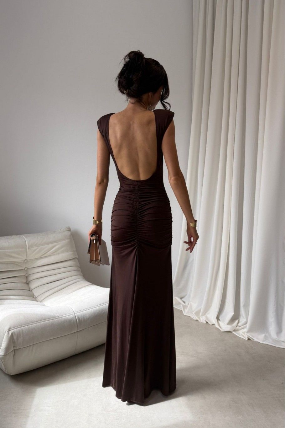 Maxi šaty v hnědé barvě Aurelia
