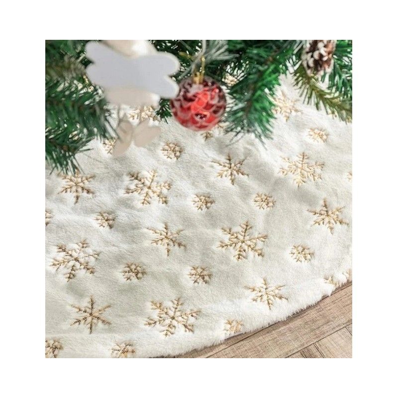 Koberec pod vánoční stromeček bílá/zlaté hvězdy