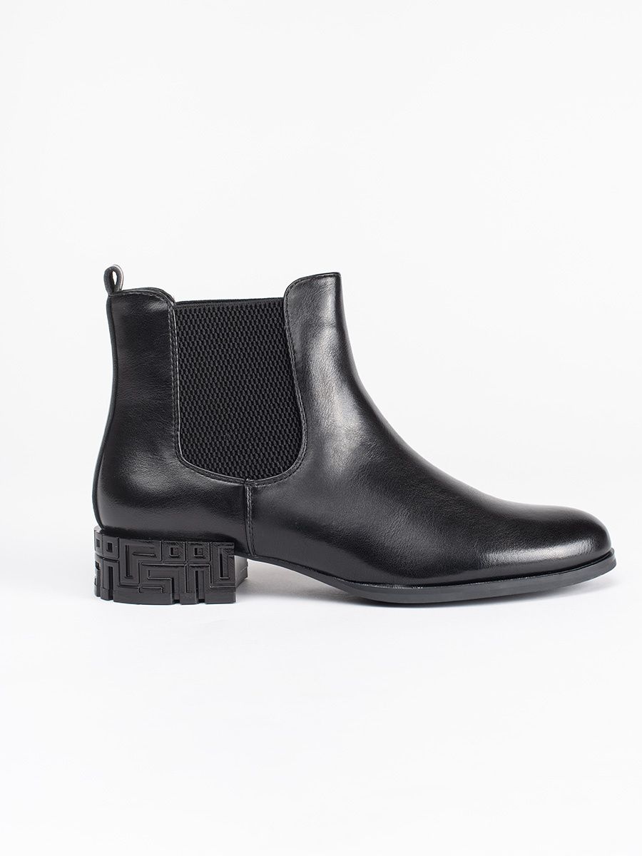 Černé kotníkové boty s ozdobným podpatkem Sergio Leone