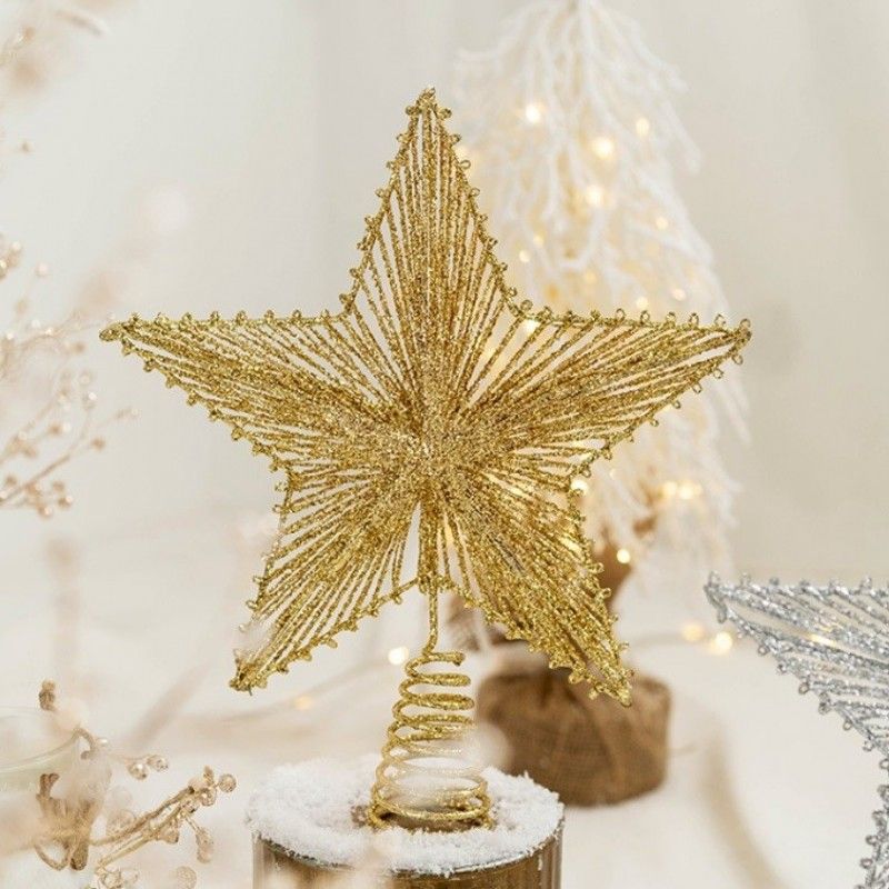 Zlatá ozdoba na stromeček LED hvězda