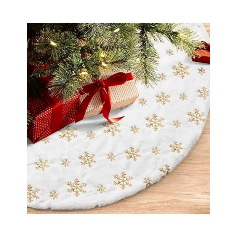 Koberec pod vánoční stromeček bílá/zlaté hvězdy
