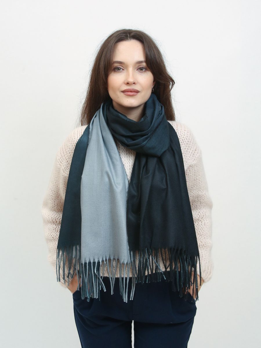 Barevná vlněná zimní šála šedá/černá