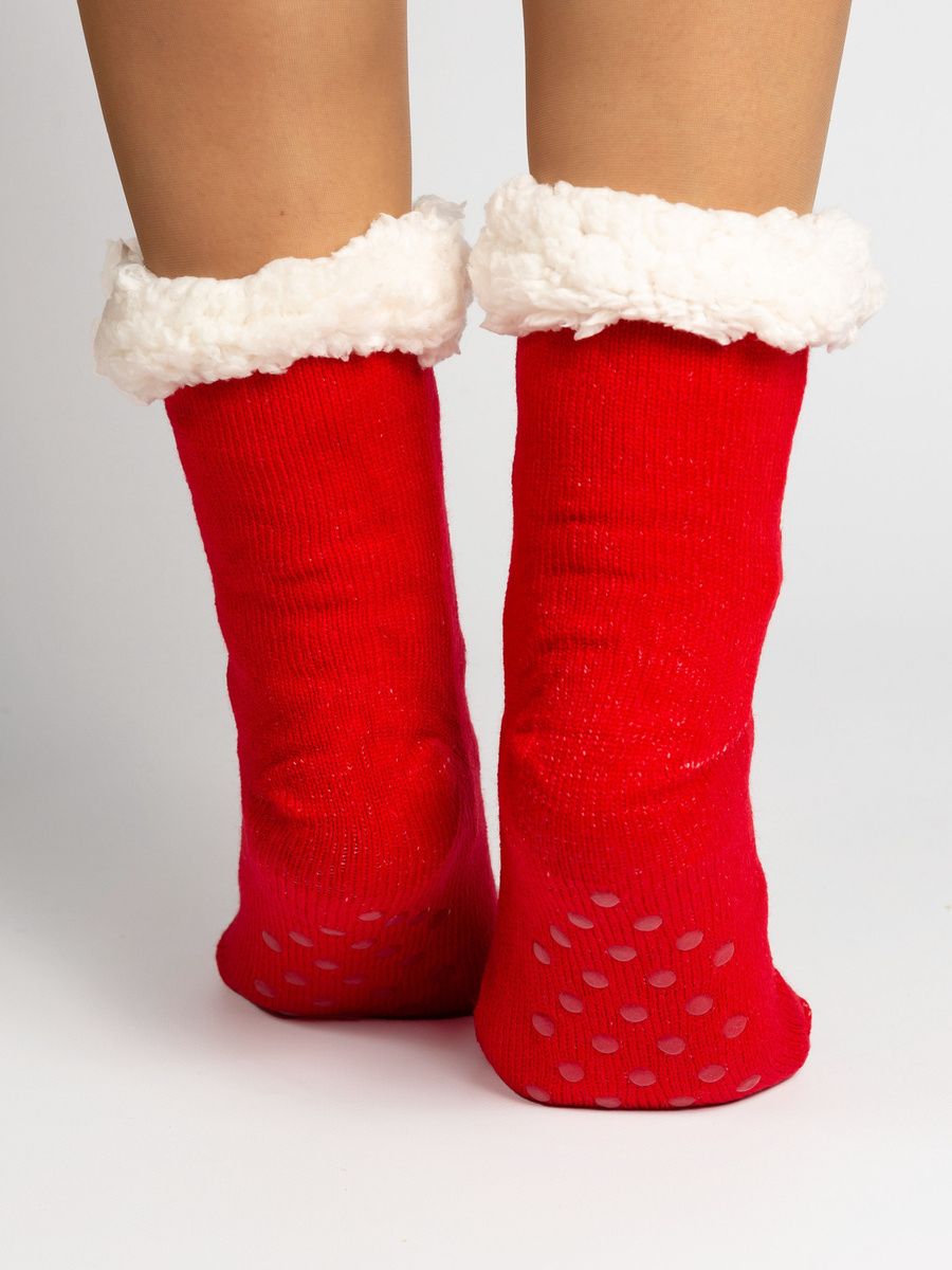 Dámské teplé ponožky SANTA červené