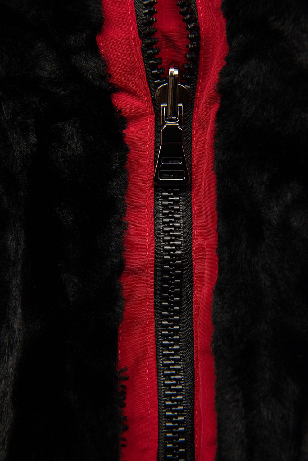 Červená oboustranná zimní parka