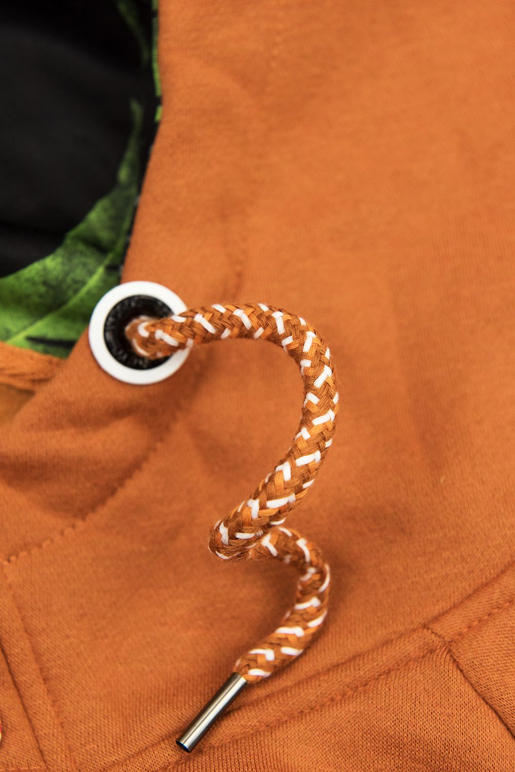 Terakota mikina s květinovým futrem v kapuci