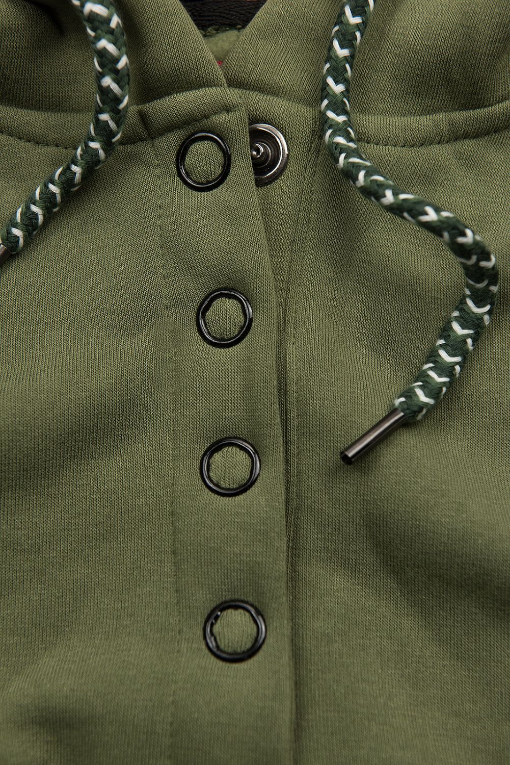 Khaki prodloužená mikina ve slim střihu