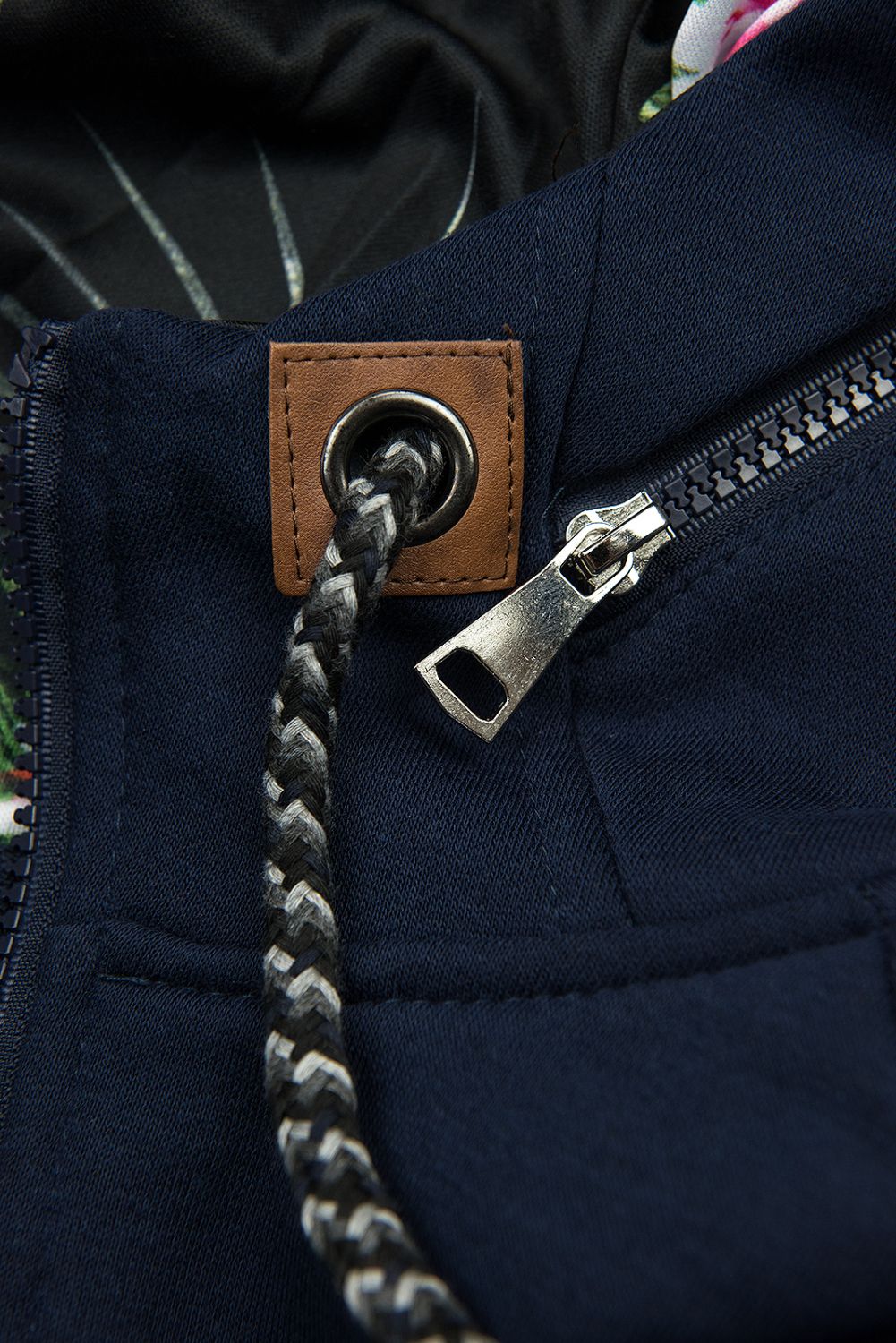 Tmavě modrá prodloužená mikina s kapucí