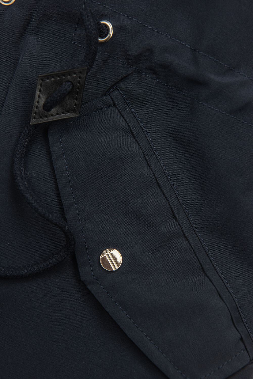 Tmavě modrá přechodná parka se žlutou podšívkou