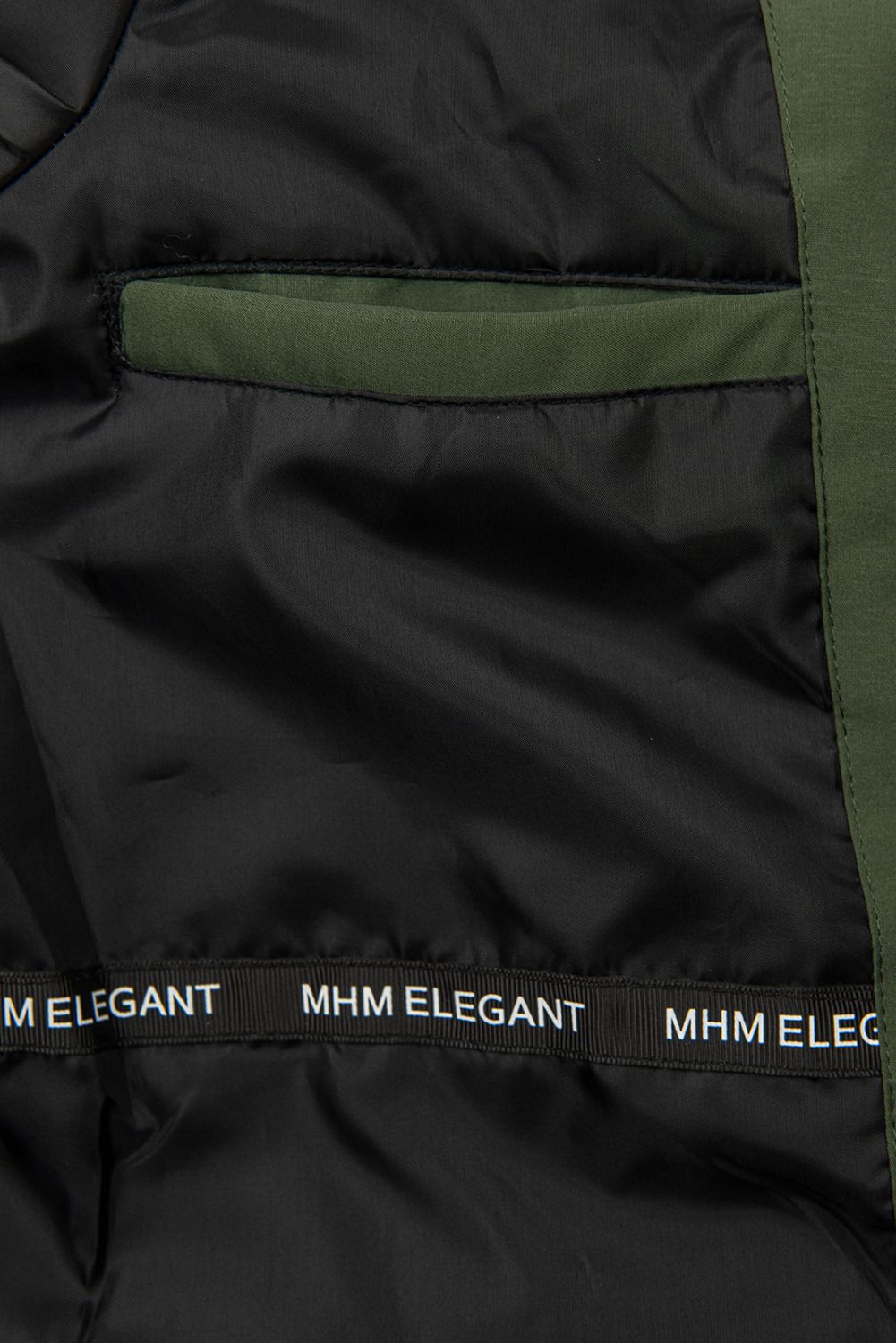 Khaki přechodná parka s černou podšívkou