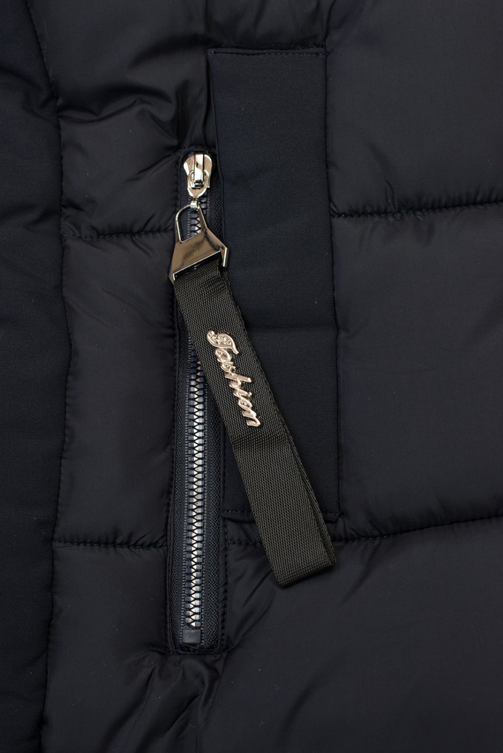 Tmavě modrá dlouhá zimní bunda s kožešinou