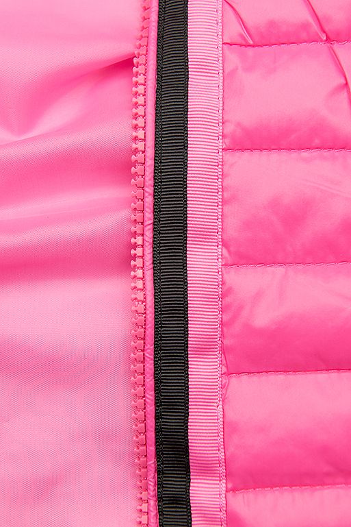 Růžová prošívaná lesklá bunda