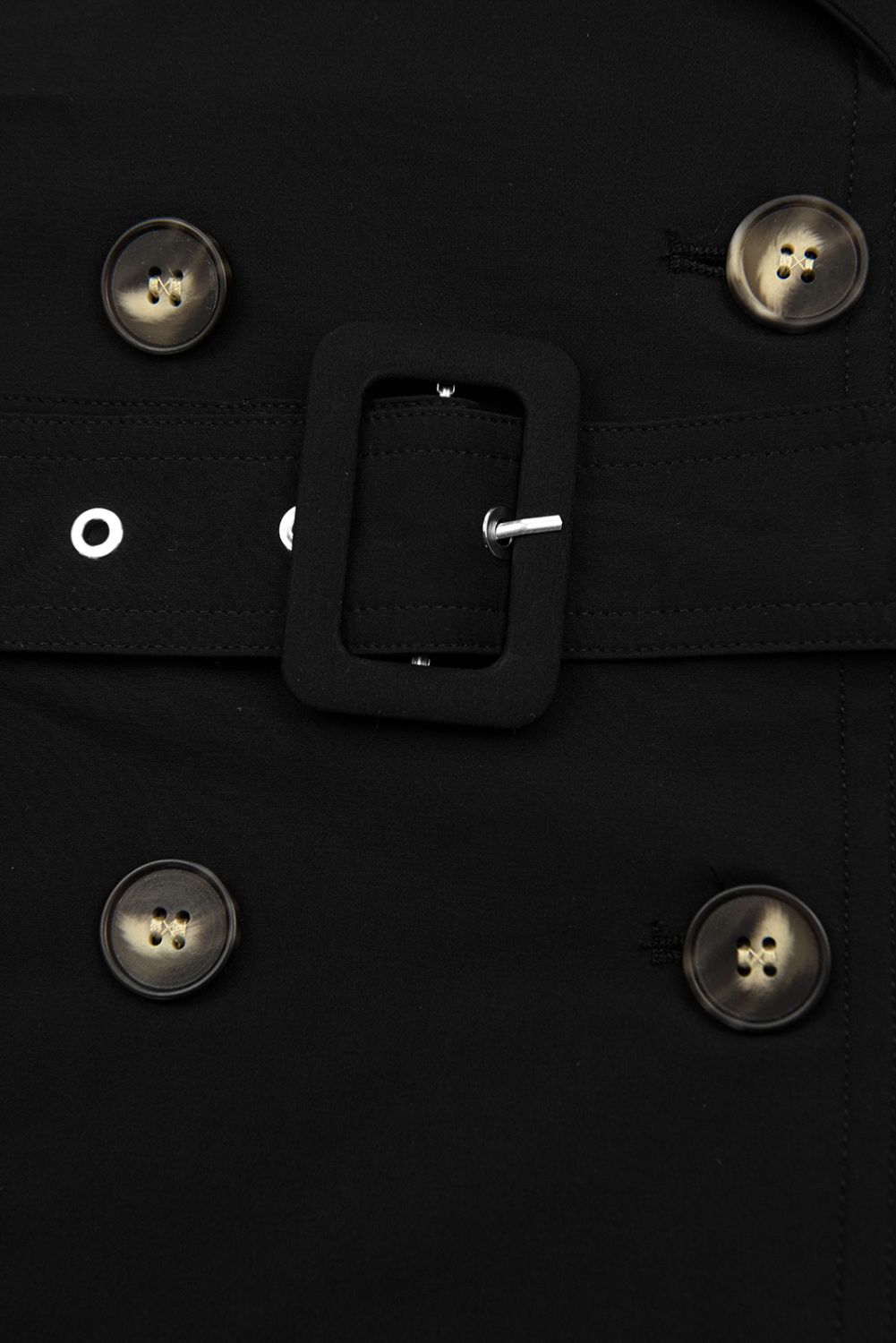 Trenčkot s dvouřadým zapínáním černý