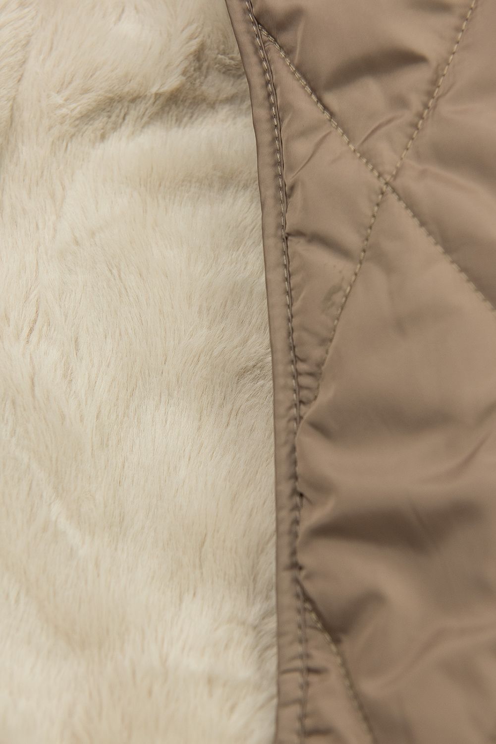 Cappuccino béžová prošívaná bunda s páskem