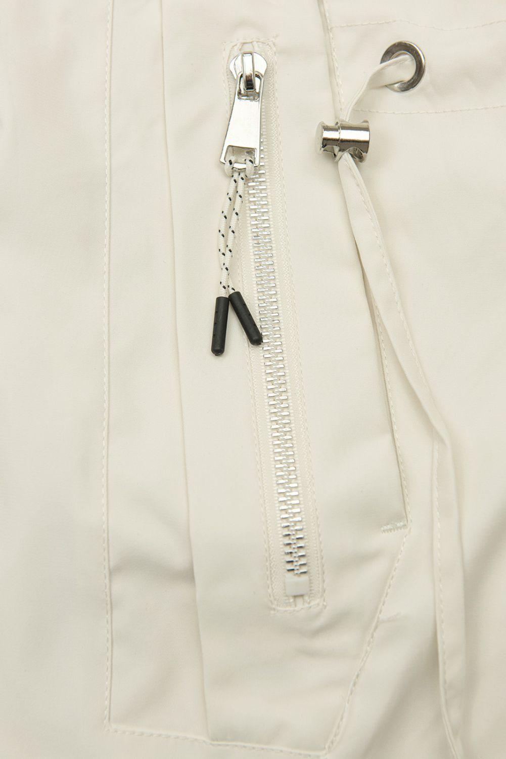 Prodloužená parka s potiskem v kapuci ecru