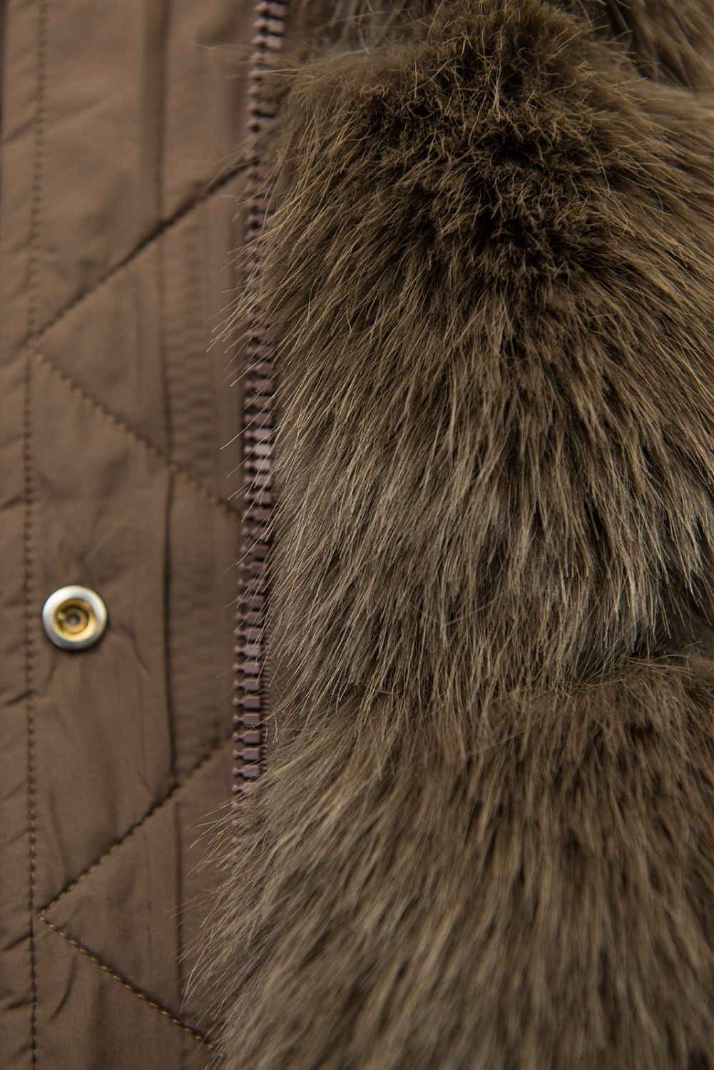 Čokoládově hnědá zimní bunda s kožešinou