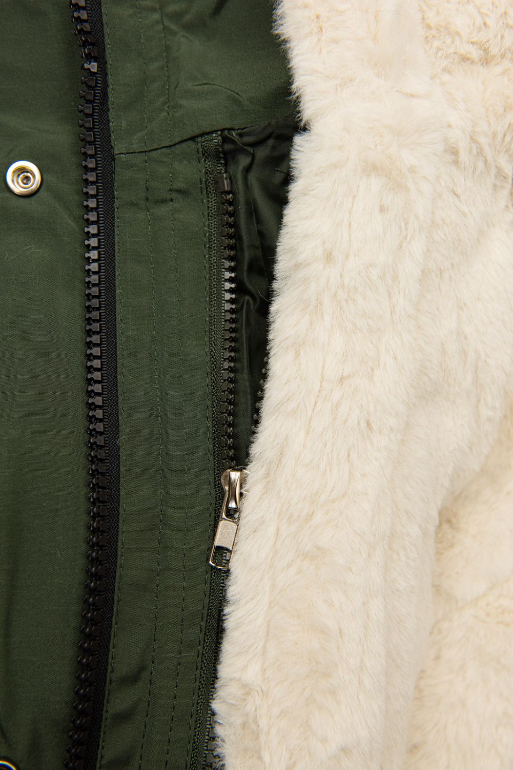 Khaki parka s odnímatelnou plyšovou podšívkou