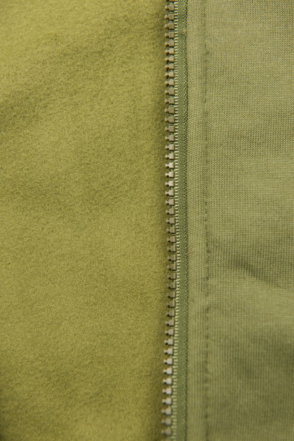 Khaki prodloužená mikina s barevnou podšívkou