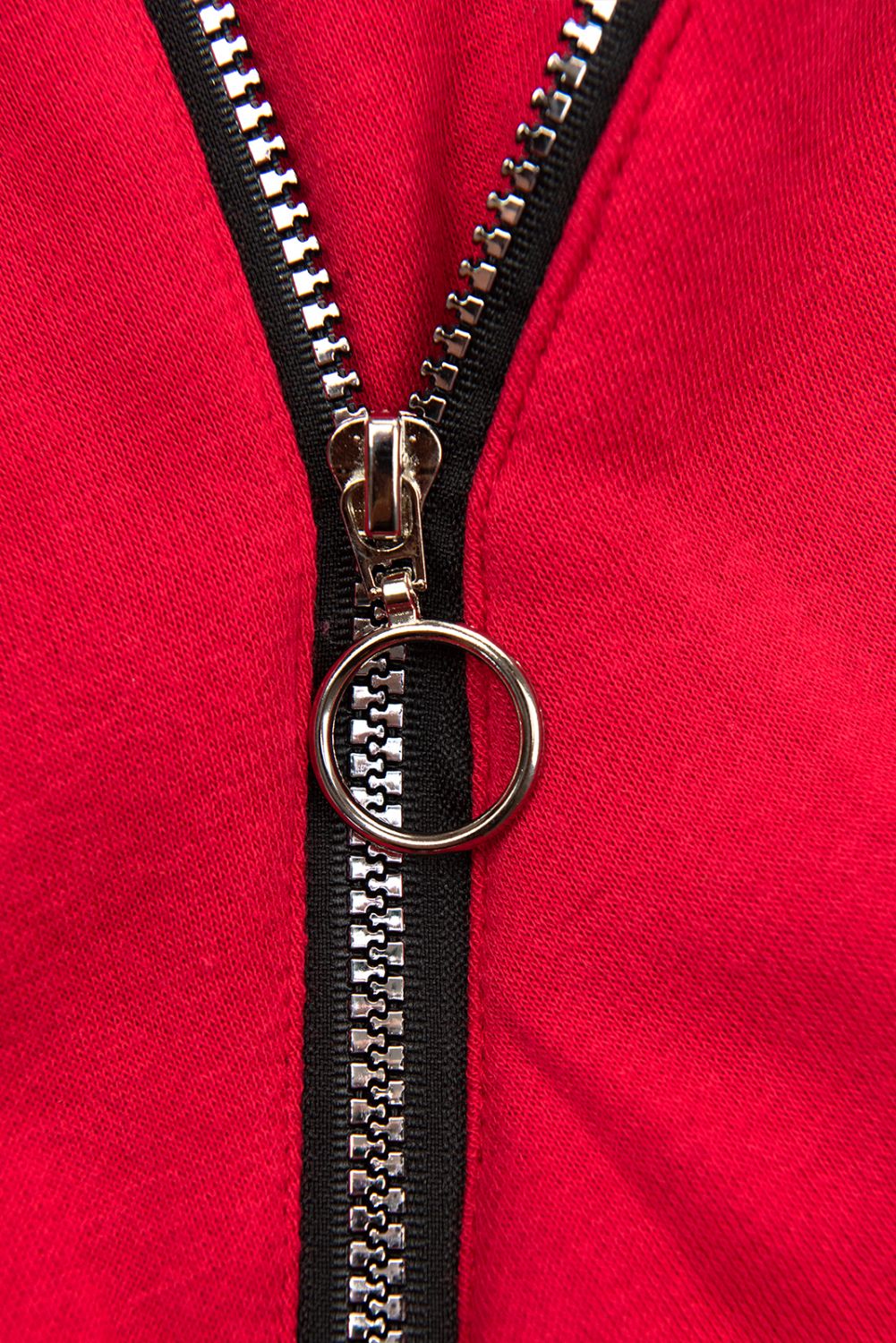 Červená prodloužená mikina s kapucí