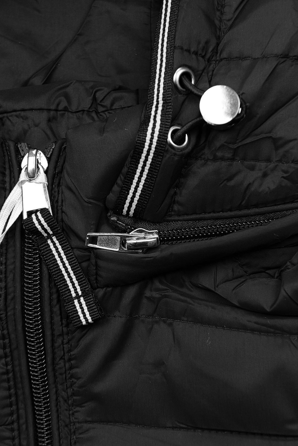 Černá prošívaná bunda na přechodné období