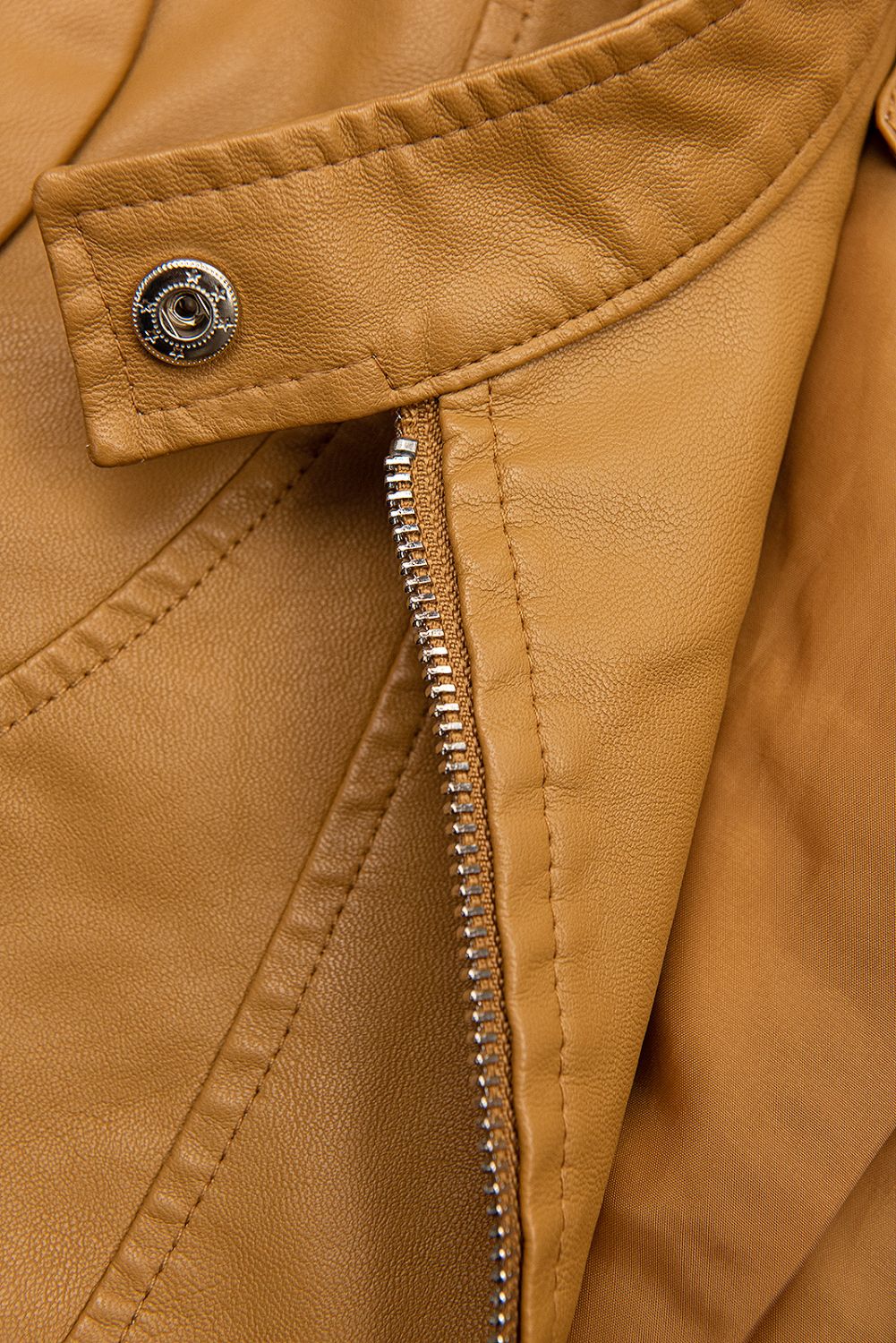 Camel hnědá basic koženková bunda