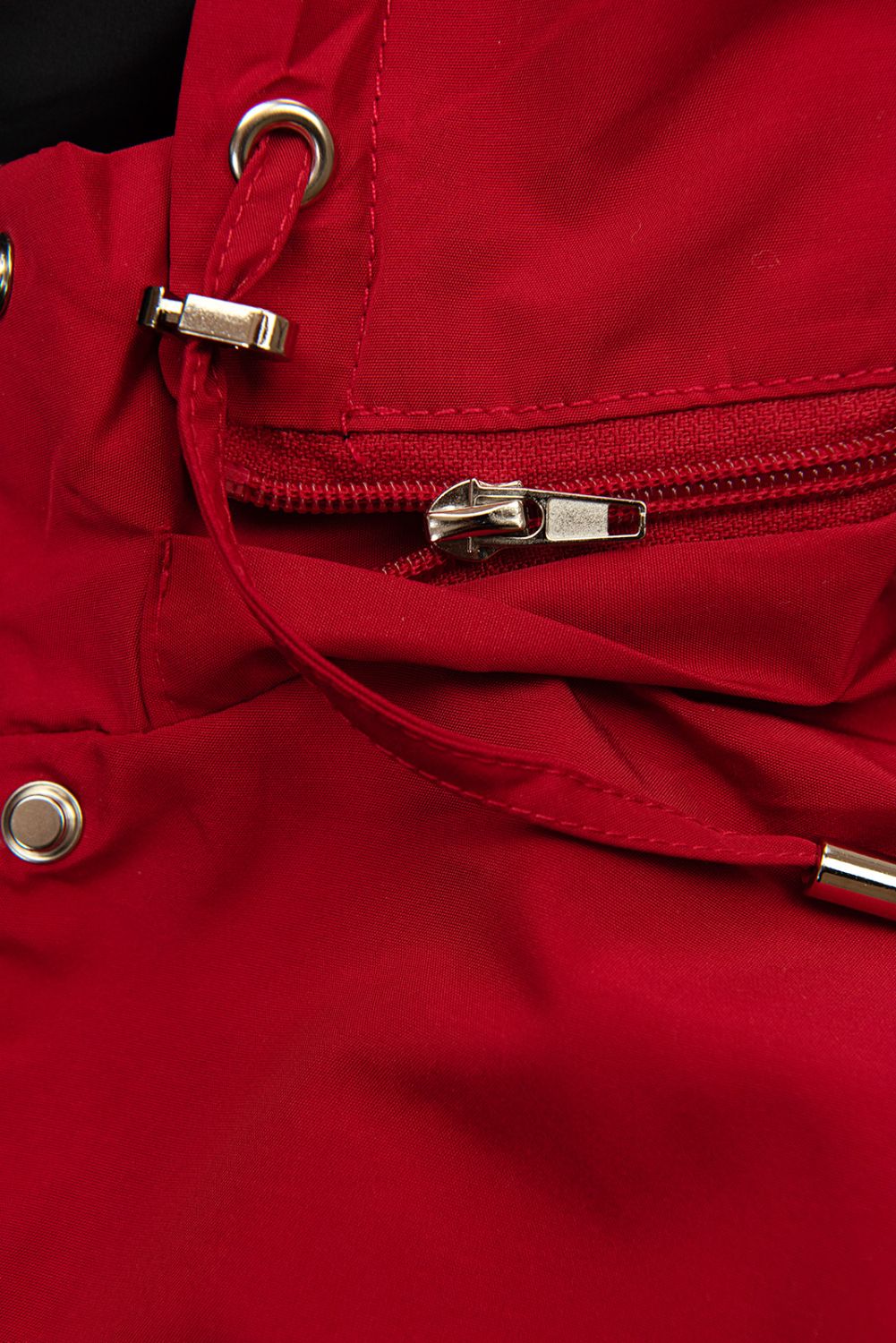 Přechodná oboustranná parka s kapucí červená/černá