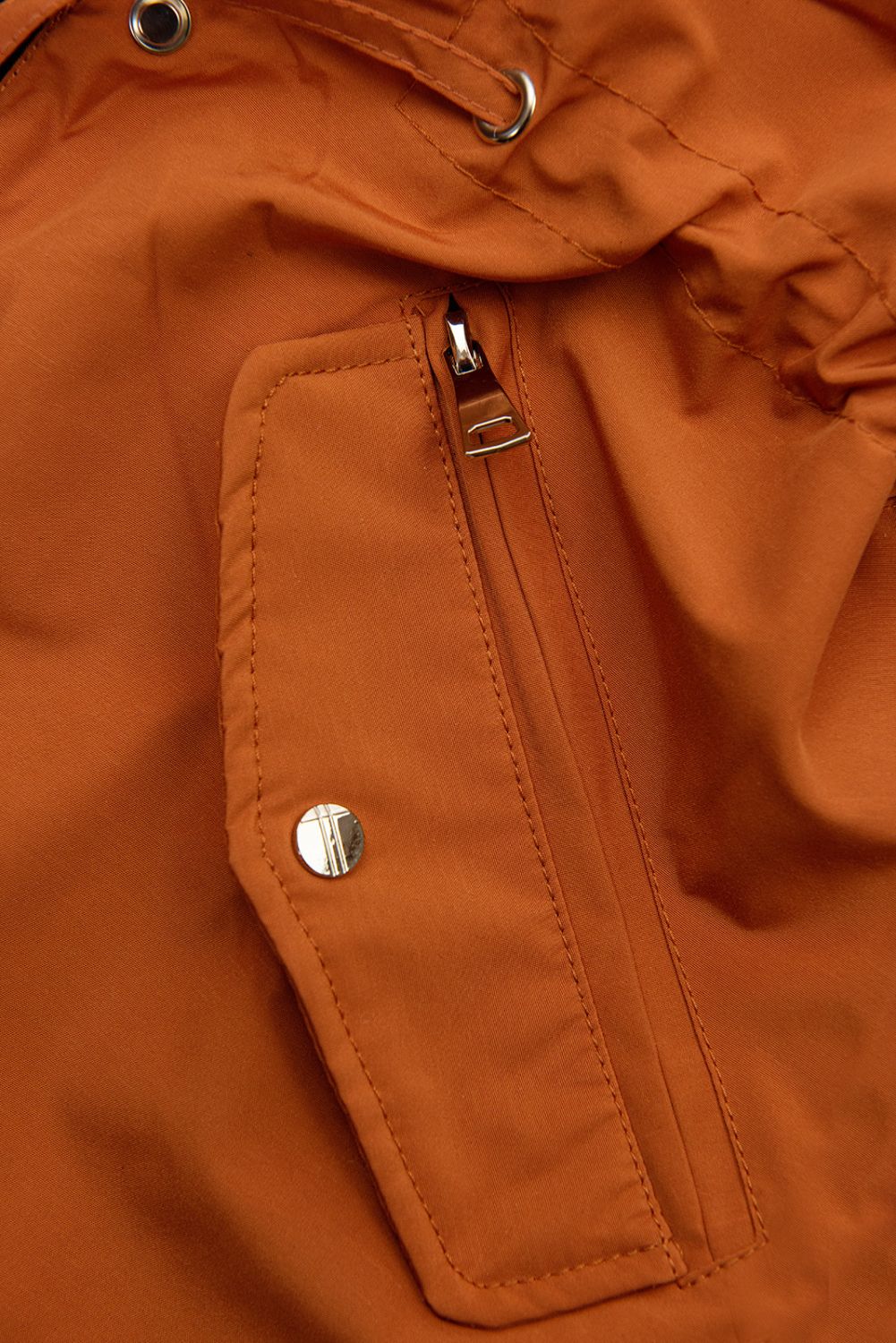 Přechodná oboustranná parka s kapucí terakota/černá