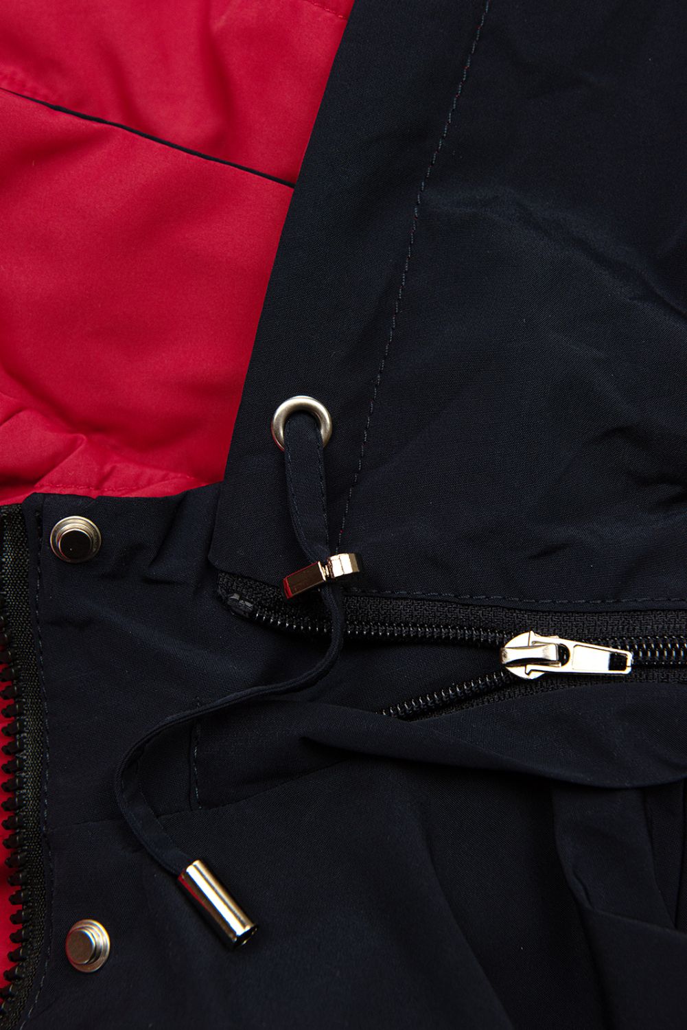 Přechodná oboustranná parka s kapucí černá/červená