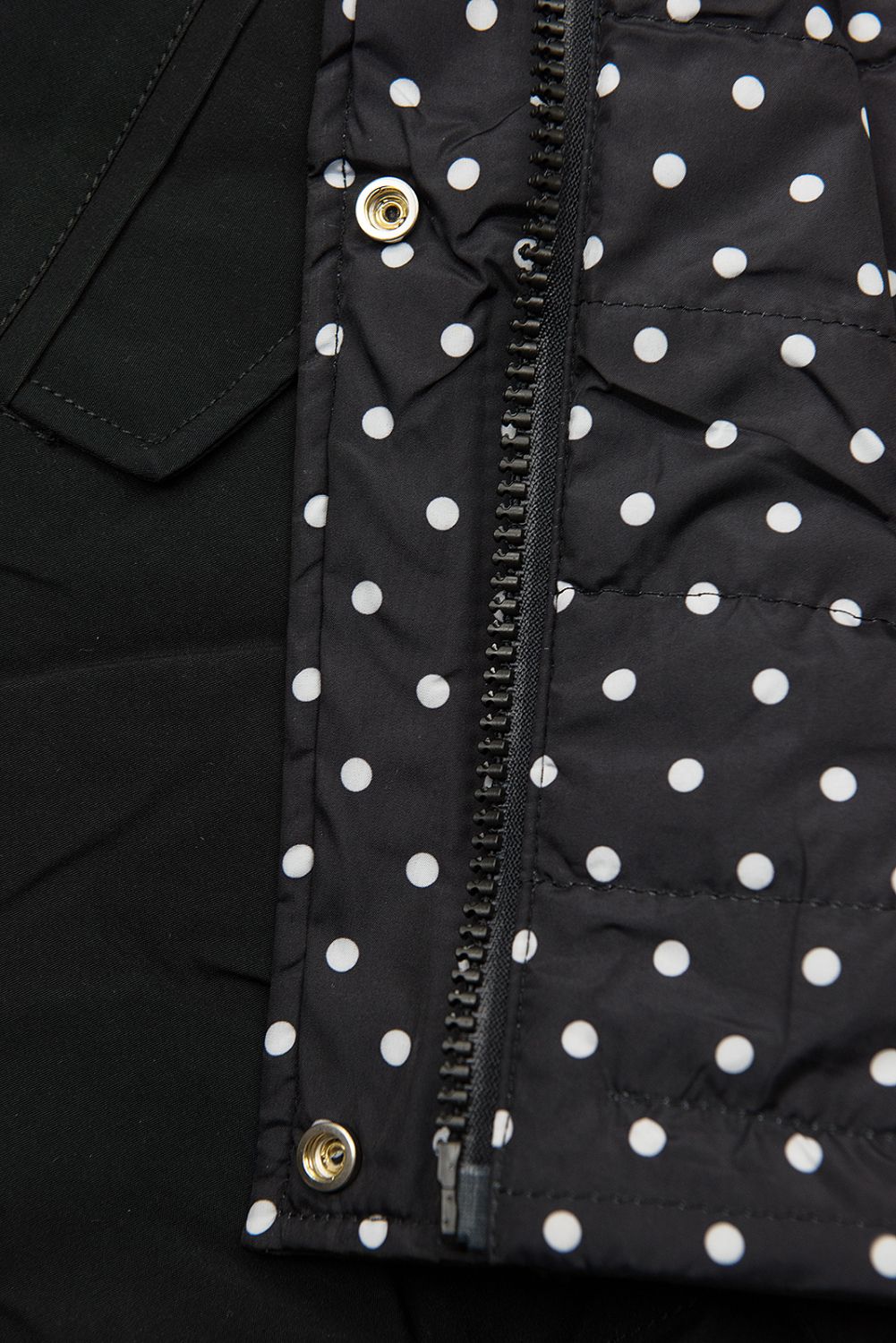 Černá tečkovaná parka