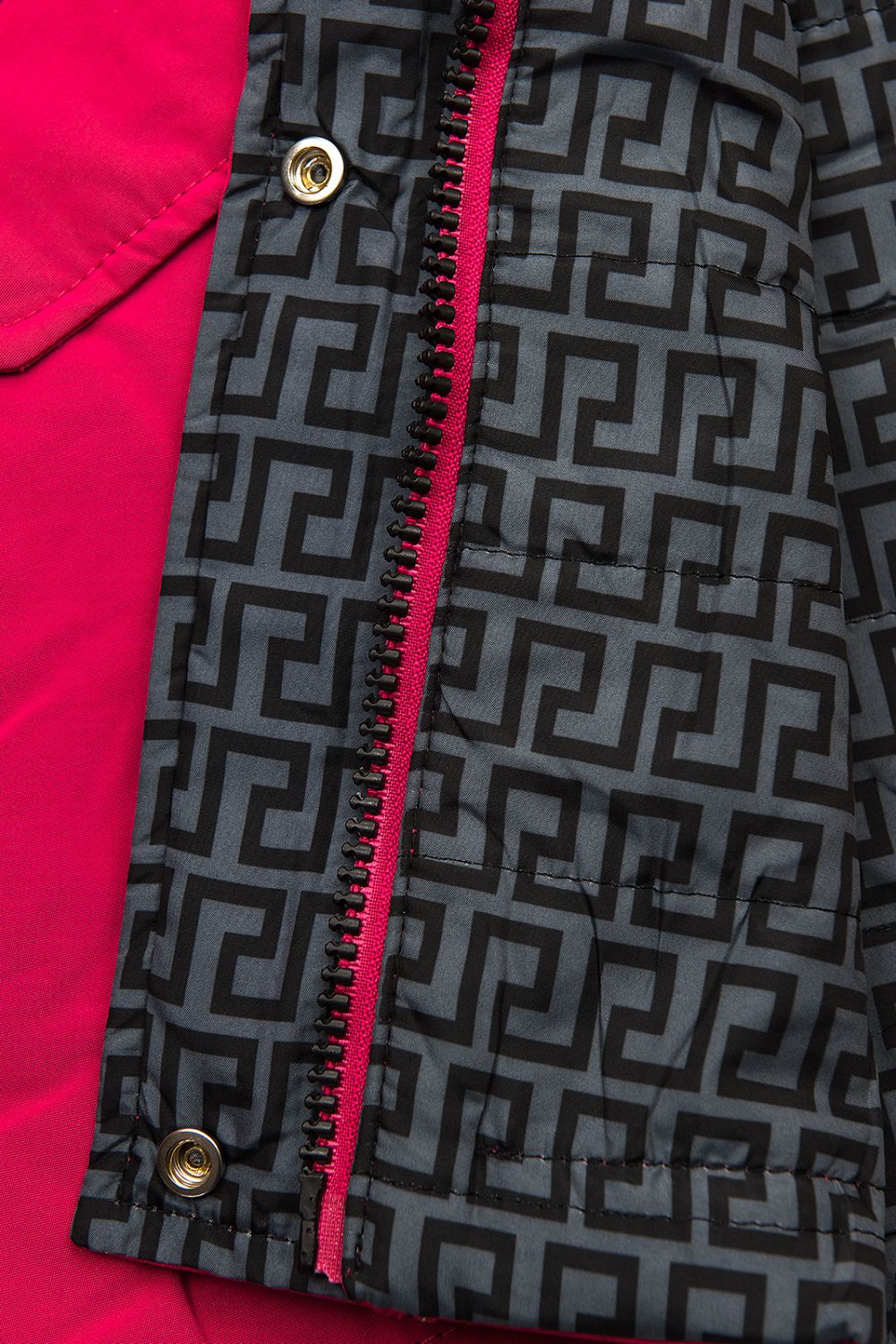 Růžová/šedá oboustranná přechodná parka