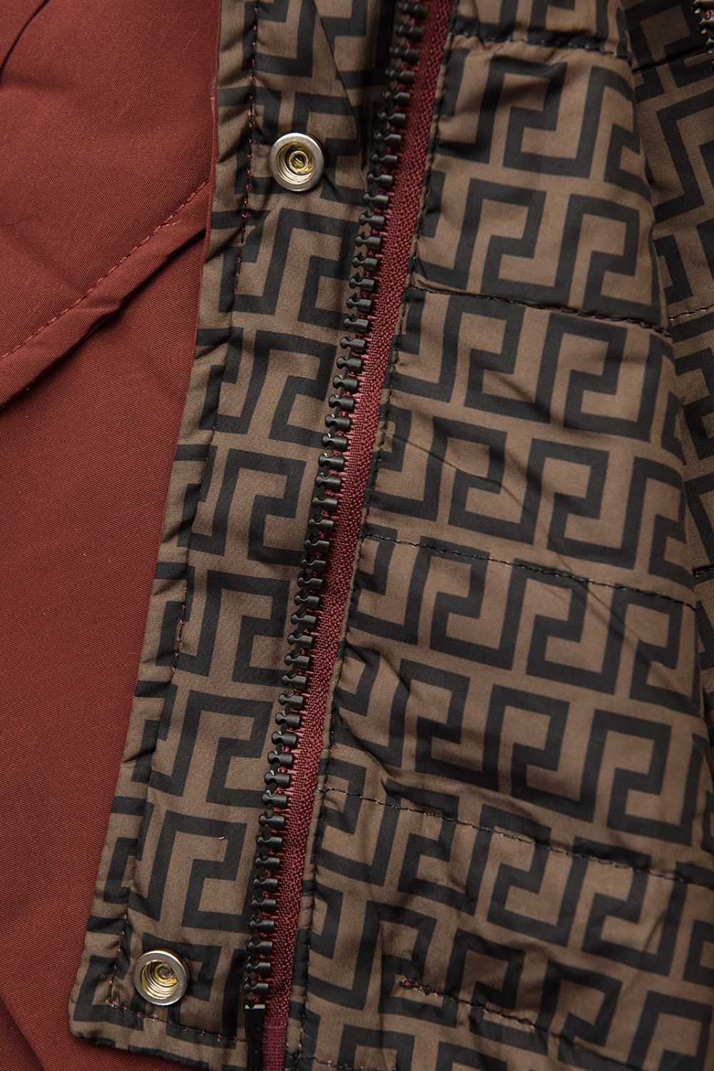 Vínová/hnědá oboustranná přechodná parka