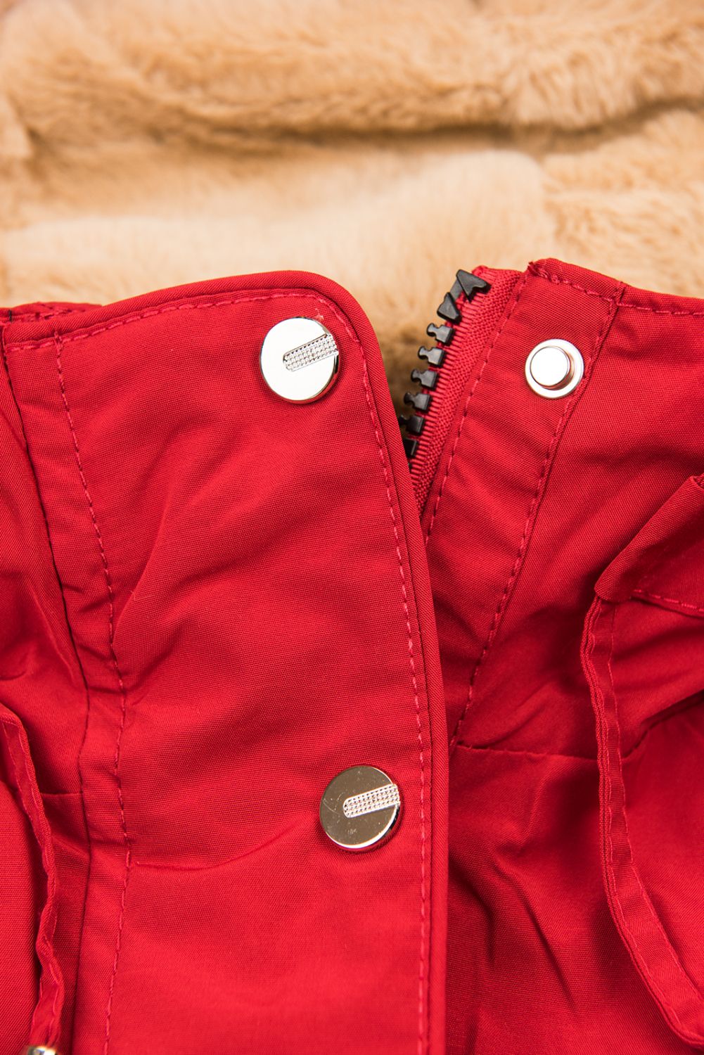 Červená/béžová parka na období podzim/zima