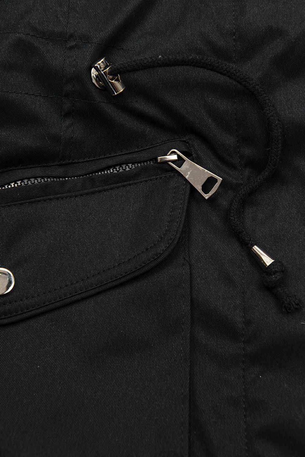 Černá parka s odnímatelným futrem a kožešinou