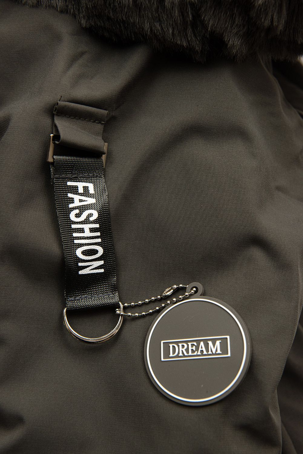 Khaki dětská parka s kožešinou