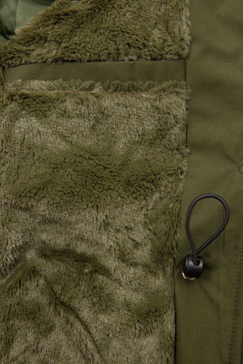 Khaki zimní bunda s hnědou kožešinou