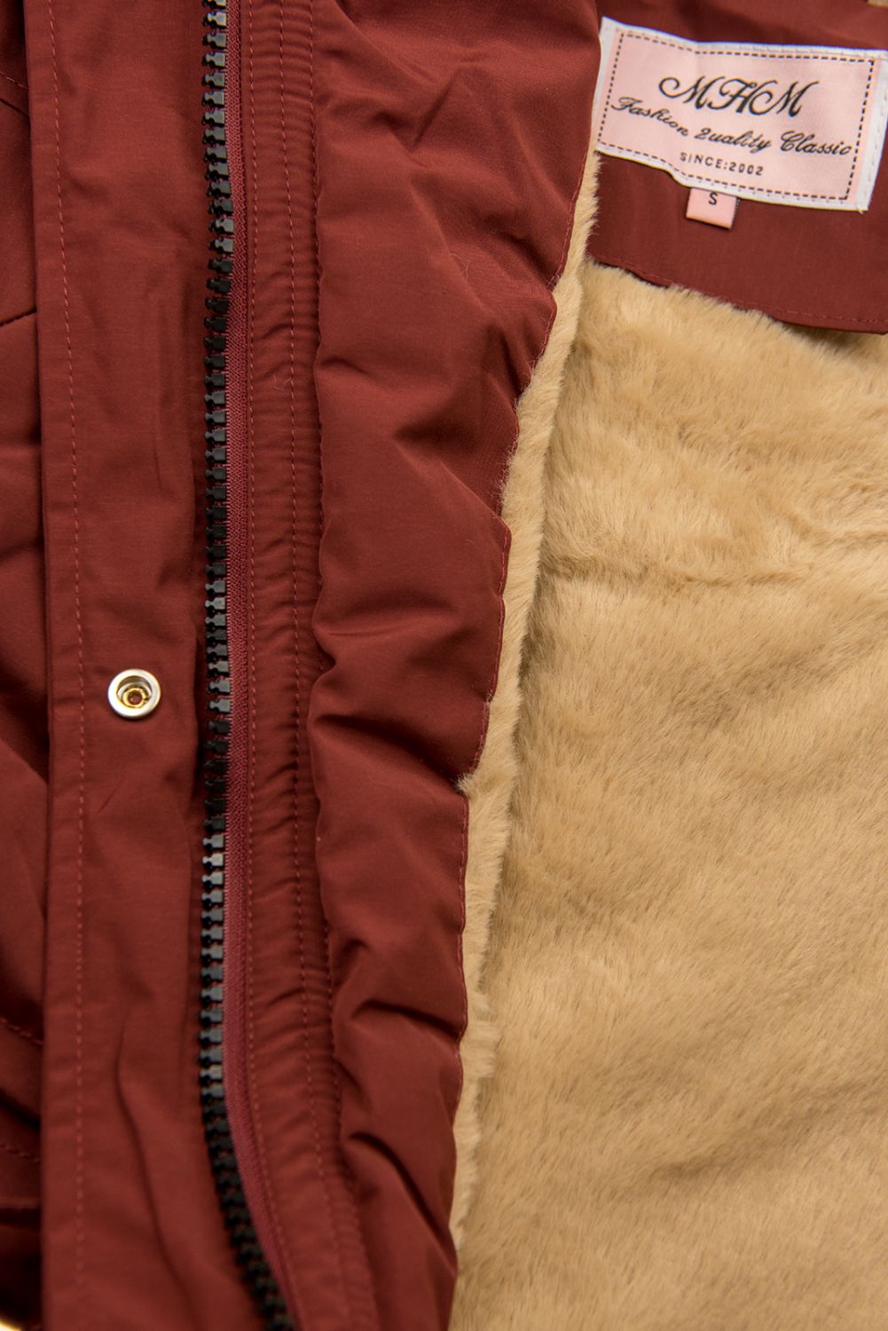 Hnědočervená zimní parka se zatepleným vnitřkem