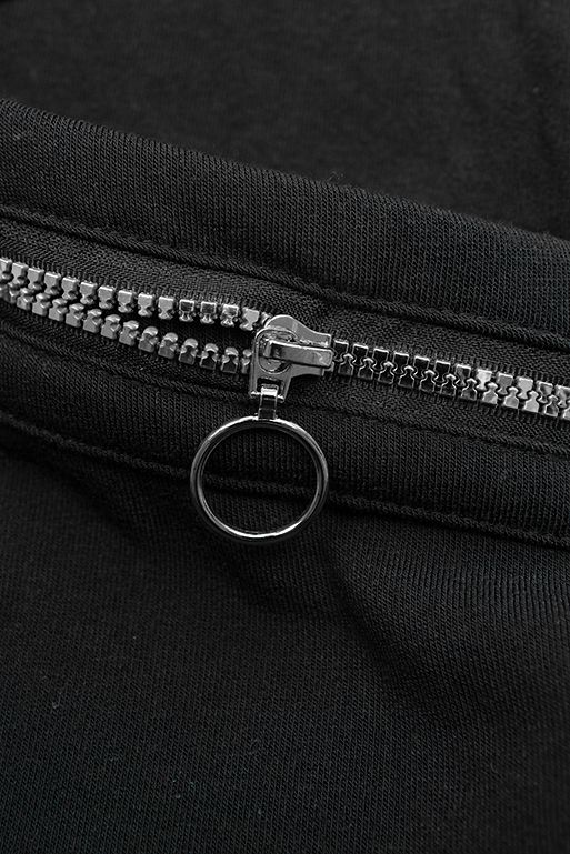 Černá prodloužená mikina s kapucí