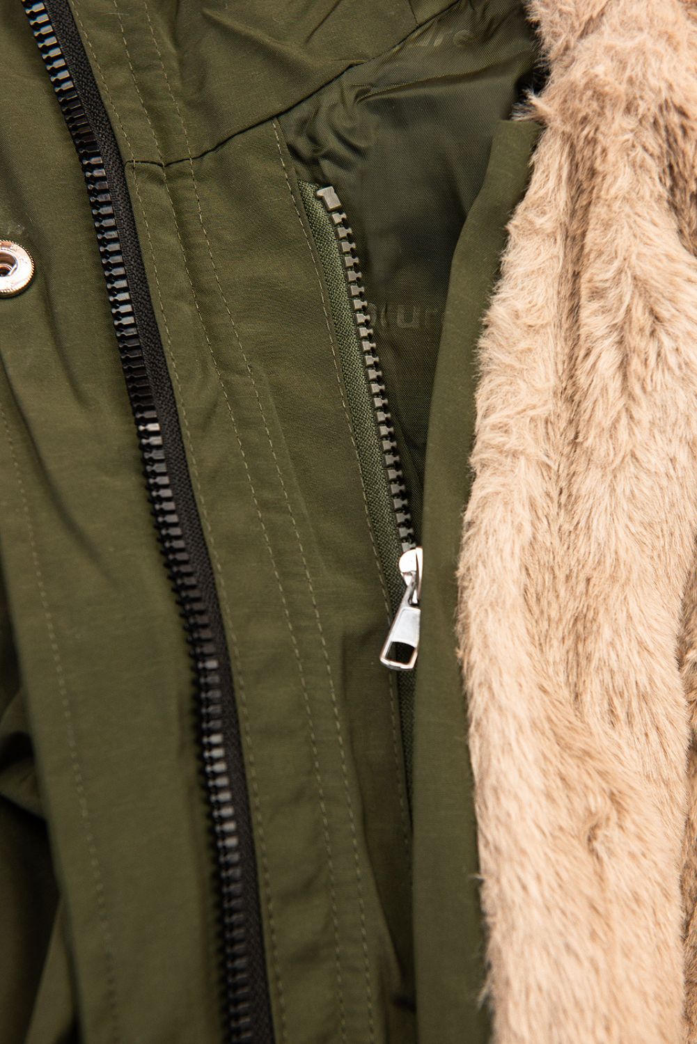 Khaki zimní bunda s odnímatelnou podšívkou