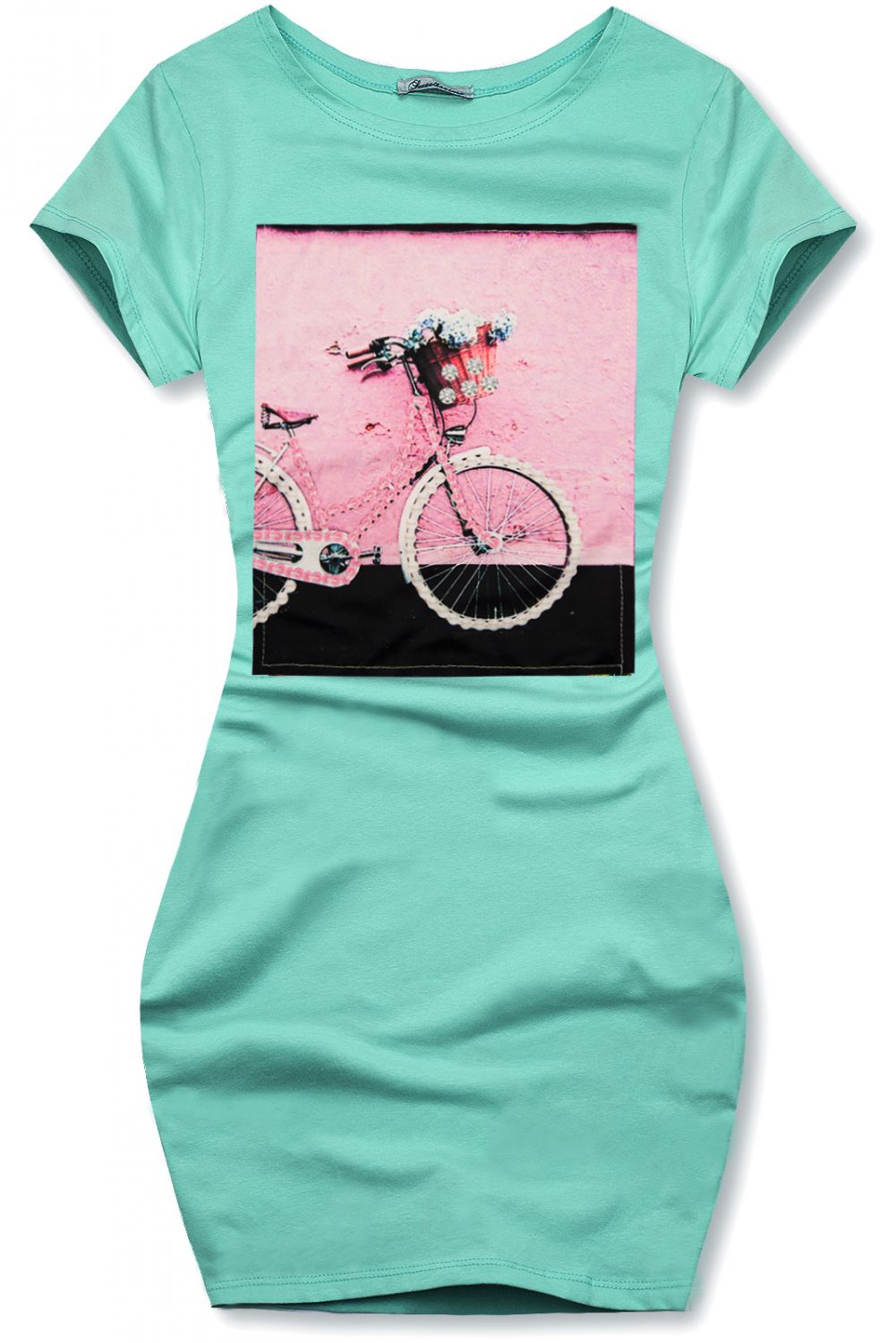 Mátově zelené šaty s nášivkou SUMMER