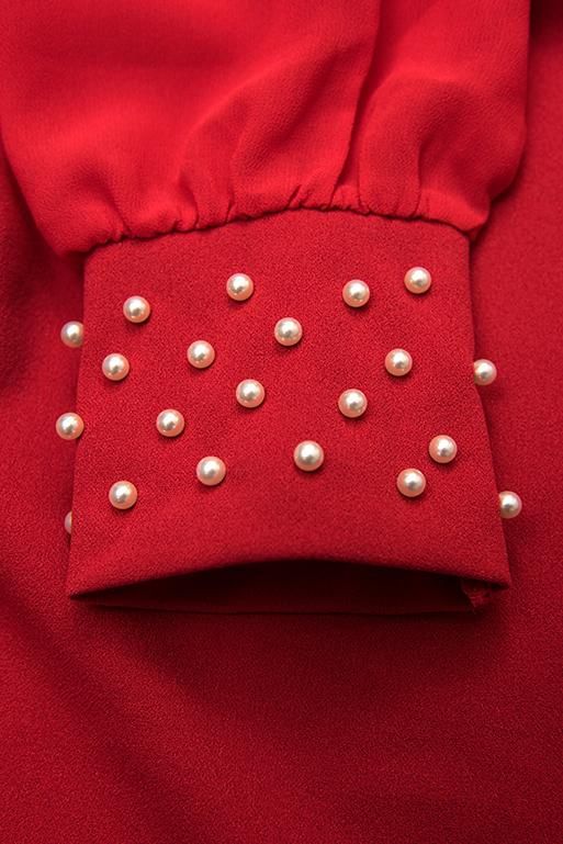 Červené elegantní šaty v A-střihu