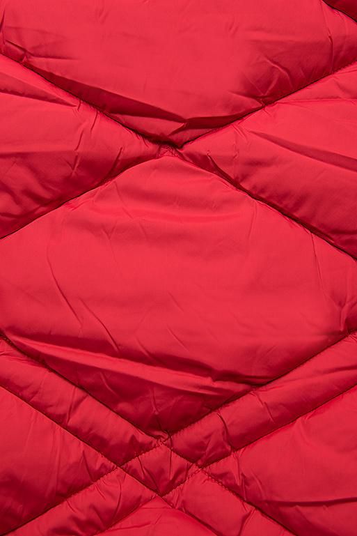 Červená dlouhá prošívaná bunda