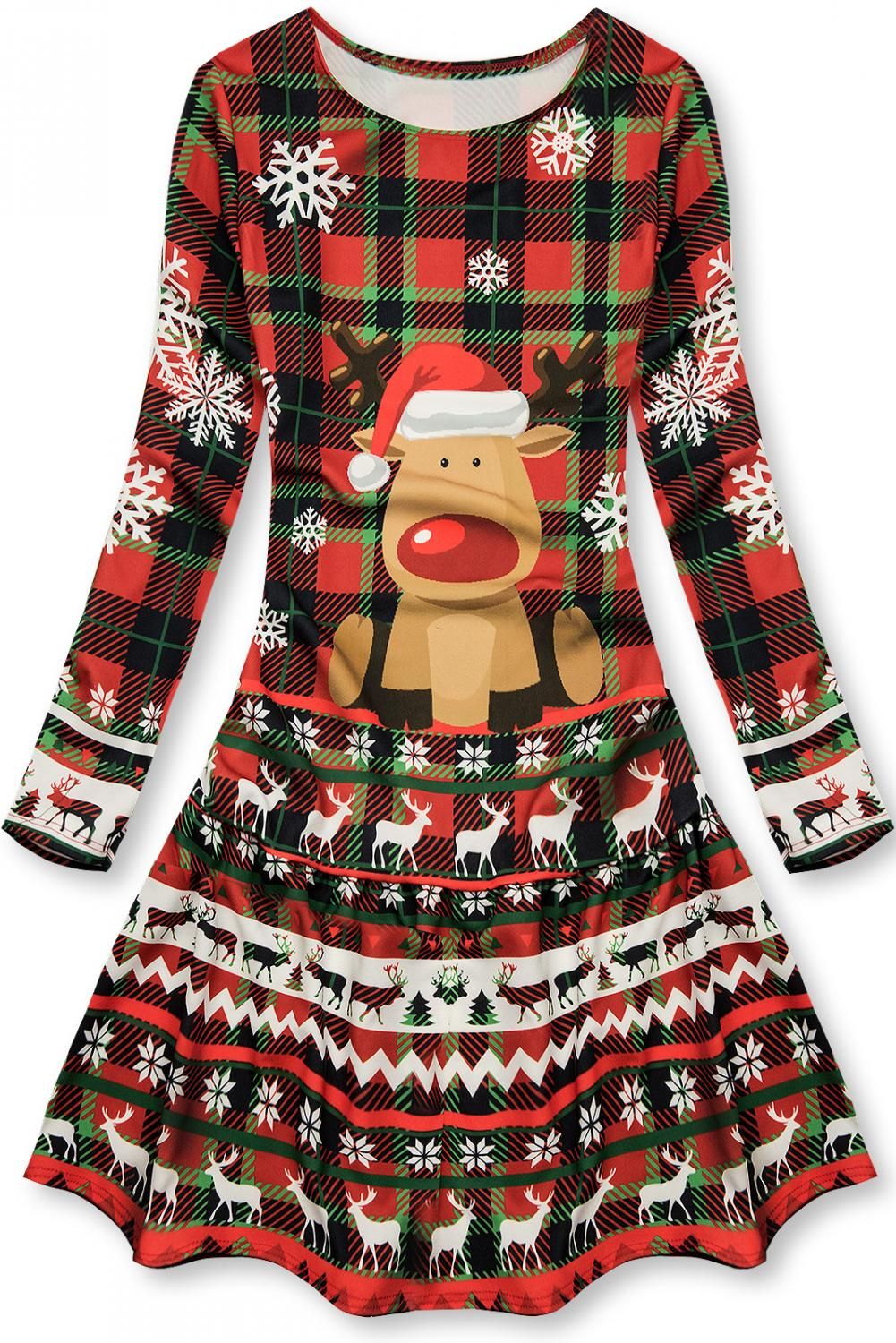 Kárované šaty se sobem