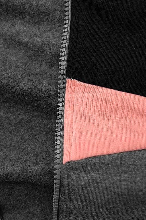 Grafitová prodloužená mikina s květinovým vzorem