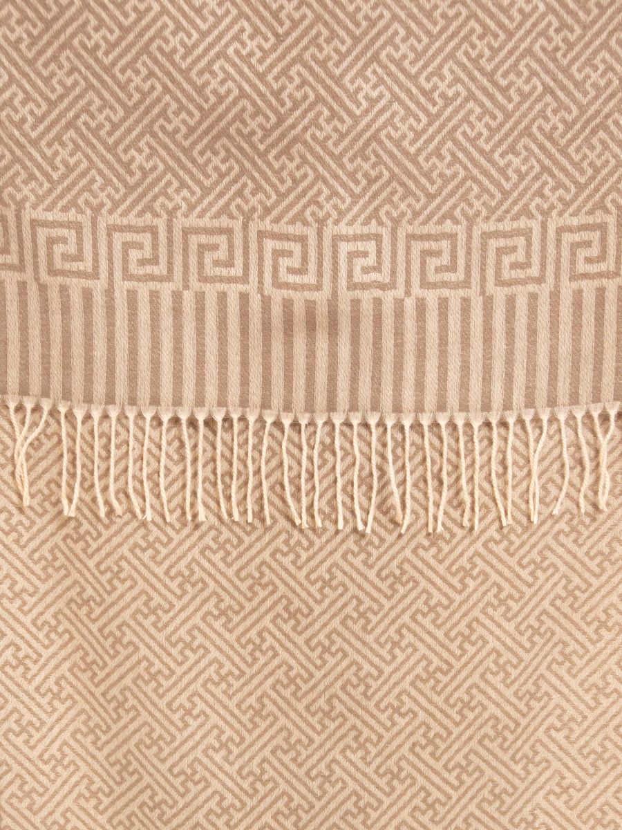 Tmavě béžová vzorovaná šála