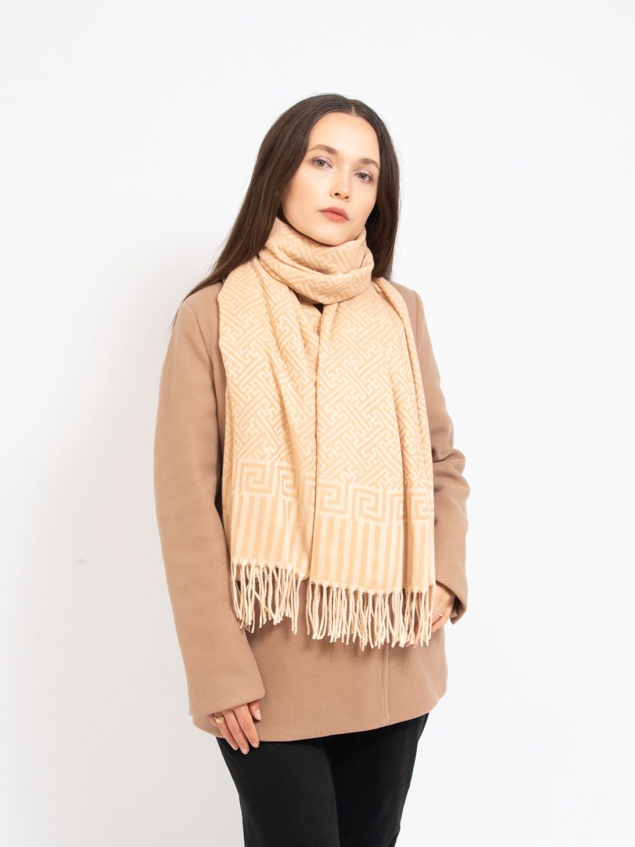 Světlé béžová vzorovaná šála