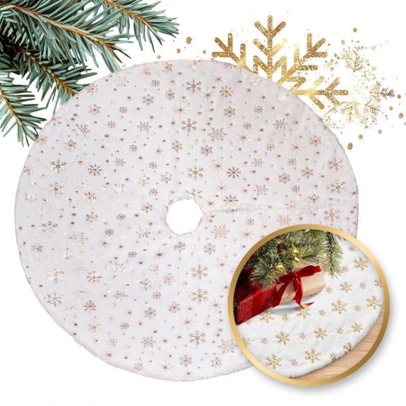 Koberec pod vánoční stromeček bílá/zlaté hvězdy