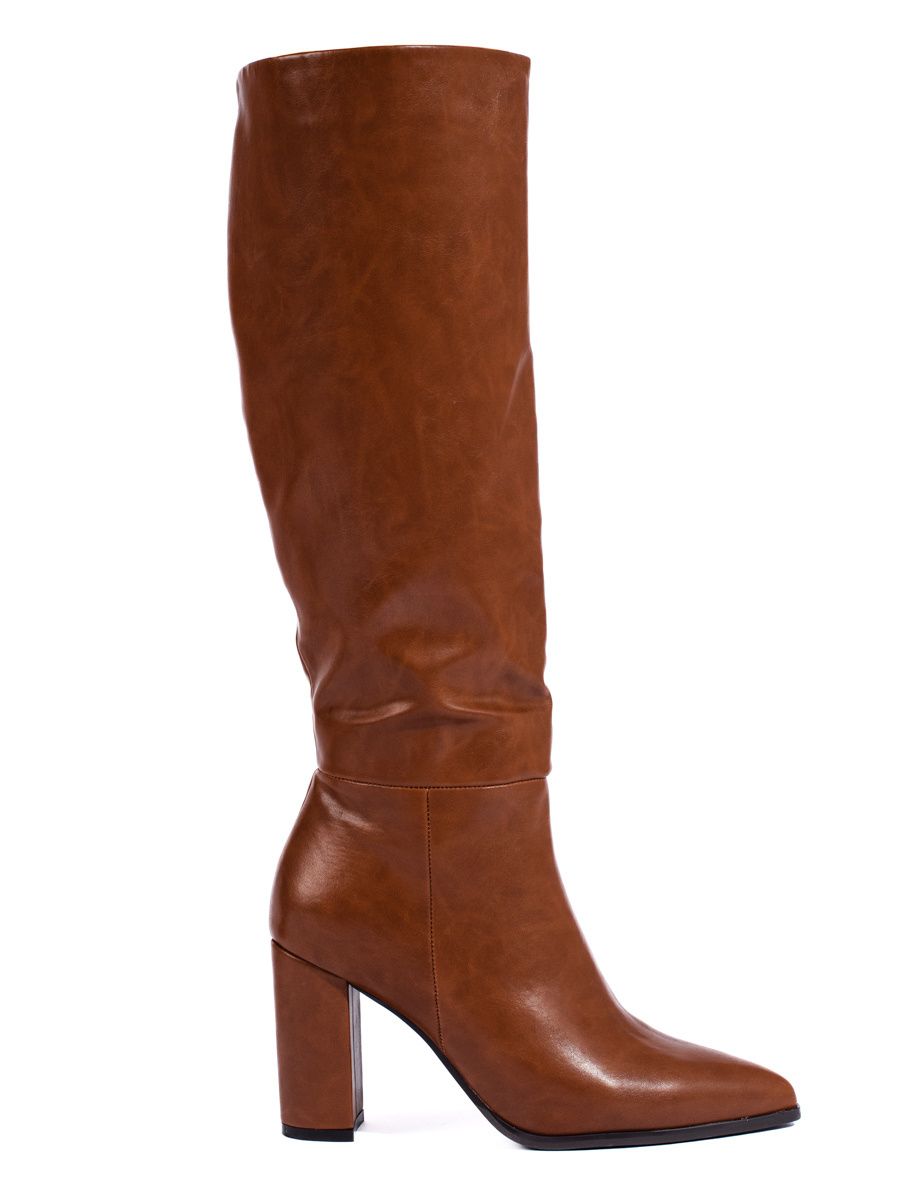 Camel hnědé klasické kozačky z ekokůže